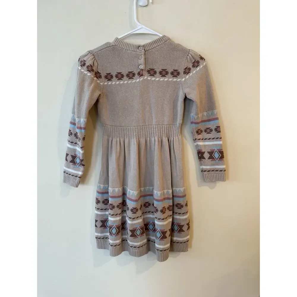 Gymboree Intarsia Horse Fairisle Sweater Dress Little Rocky Mountain Tan Size 8